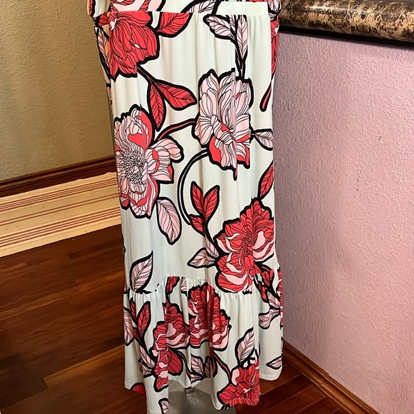 Iman Global Chic Maxi Dress Green Tropical Print Sleeveless NWOT Sz 4X - Picture 3 of 14